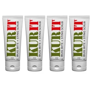 4 Kurit Bug Bite Sting Skin Relief Scrub Gel Chemical Free Natural First Aid 2oz
