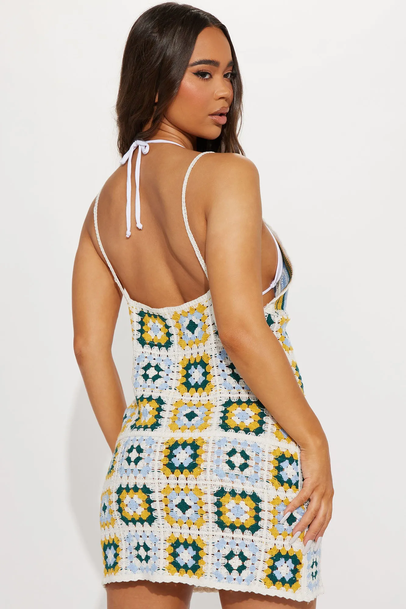 Adventure Seeker Crochet Cover Up Dress - Yellow/combo