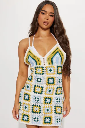 Adventure Seeker Crochet Cover Up Dress - Yellow/combo
