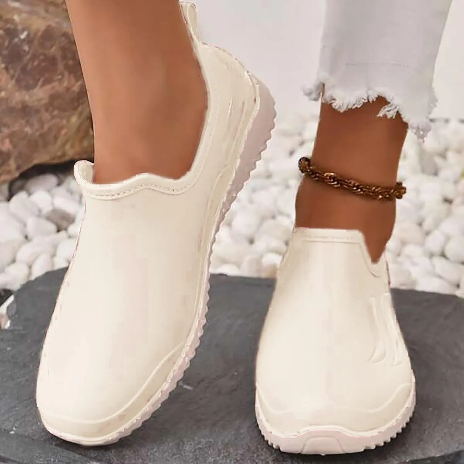 AMDBEL Short Rain Boots for Women, Womens Rain Boots Ankle Waterproof Garden Rainboot, Short Boot Slip On Ladies Outdoor