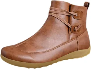 AMDBEL Winter Boots for Women Ankle Booties Ankle Boots for Women Arch Support Womens Low Heel Fashion Lace Up Zipper Booties Slip On Fall Winter Short Booties Chelsea Boots Women Platform