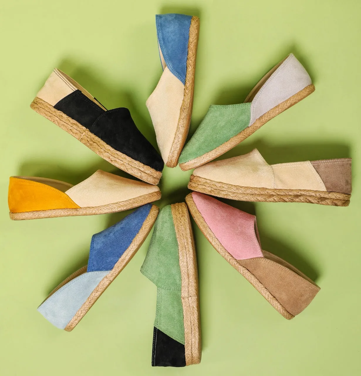 Angled Espadrilles Green X Black