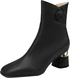 Ankle Boots for Women Womens Booties and Ankle Boot Flat Black Cowgirl Boots Round Toe Womens Bootie Low Heel Casual Round Head Side Zipper Pointd Toe Suede