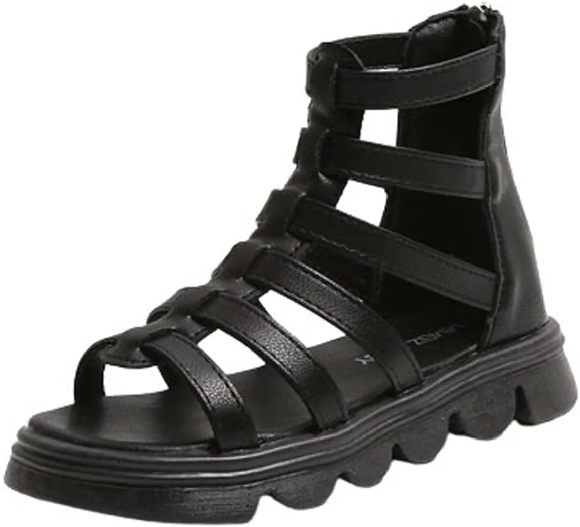 Baby Girl Children's Princess Shoes Hollow Out Soft-Soled Casual Beach Sandals Falts Comfy Cute Solid Slip On Sandal I-317 Black 11