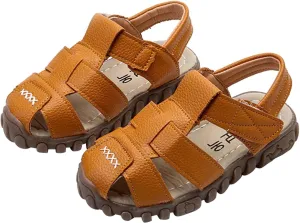 Baby Girls Boys Sandals Slip On Children's Kids Beach Flats Shoes Soft Sole Toe Crash Roman Sandals Comfort Shoes J-355 Yellow 9.5