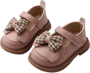 Baby Girls Mary Jane Chunky Flat Infant Platform Slip On Heel Leather Round Toe Bow School niform Dress Shoes