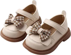 Baby Girls Mary Jane Chunky Flat Infant Platform Slip On Heel Leather Round Toe Bow School niform Dress Shoes