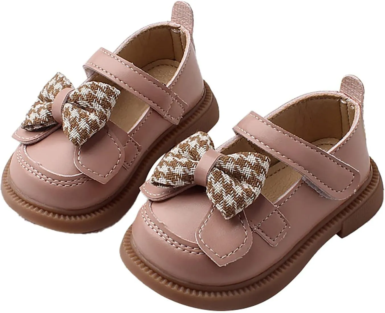 Baby Girls Mary Jane Chunky Flat Infant Platform Slip On Heel Leather Round Toe Bow School niform Dress Shoes