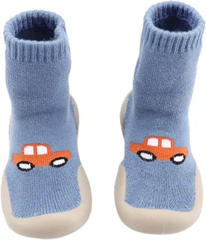 Baby Sock Shoes Autumn and Winter Cute Children Toddler Shoes Blat Bottom Non Slip Socks Shoes Warm and White Shoes