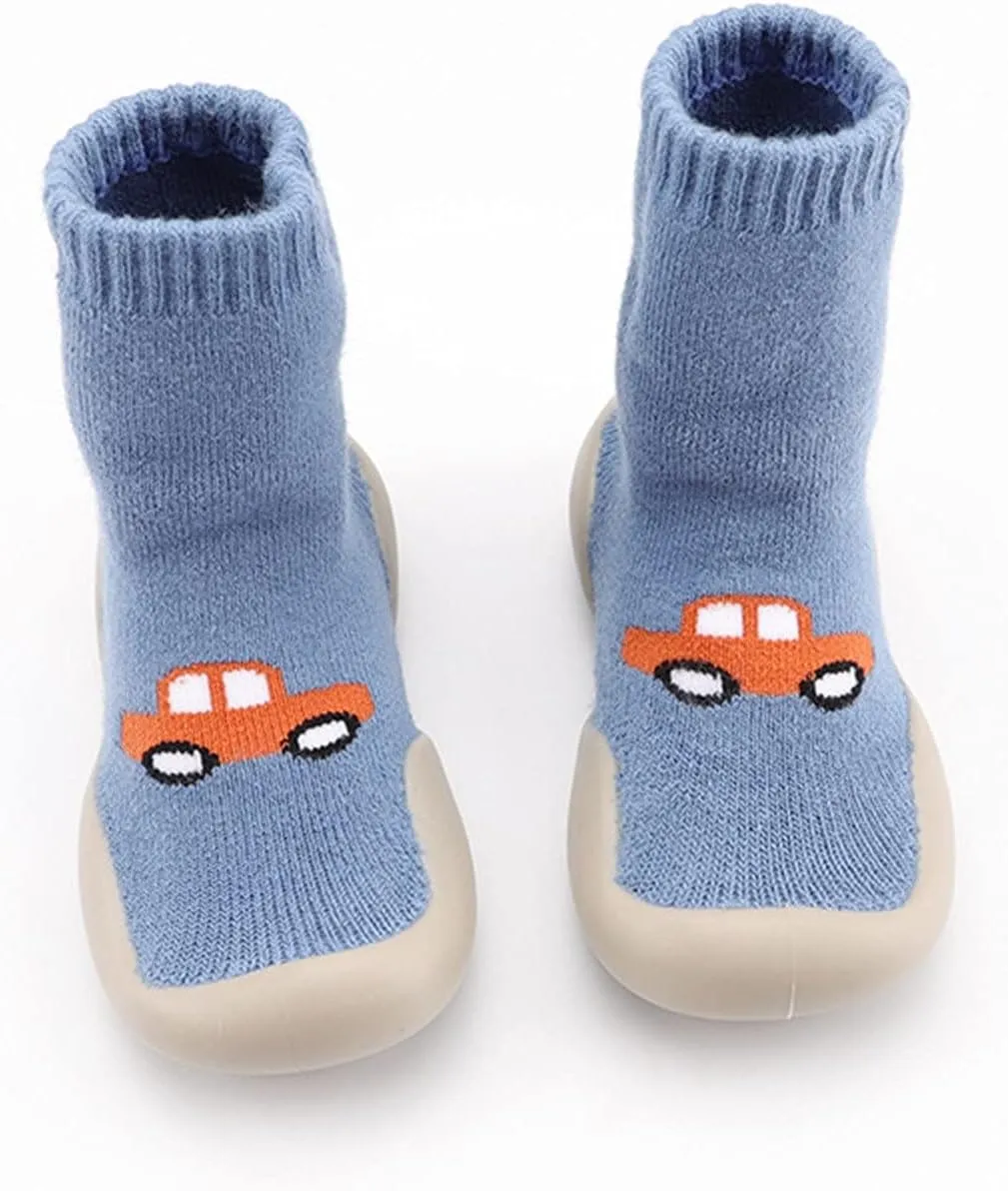 Baby Sock Shoes Autumn and Winter Cute Children Toddler Shoes Blat Bottom Non Slip Socks Shoes Warm and White Shoes