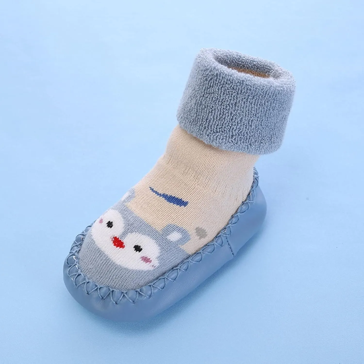 Baby Sock Shoes Autumn and Winter Cute Children Toddler Shoes Blat Bottom Non Slip Socks Shoes Warm and White Shoes