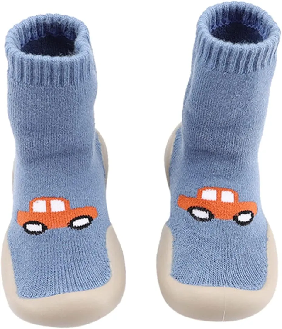 Baby Sock Shoes Autumn and Winter Cute Children Toddler Shoes Blat Bottom Non Slip Socks Shoes Warm and White Shoes