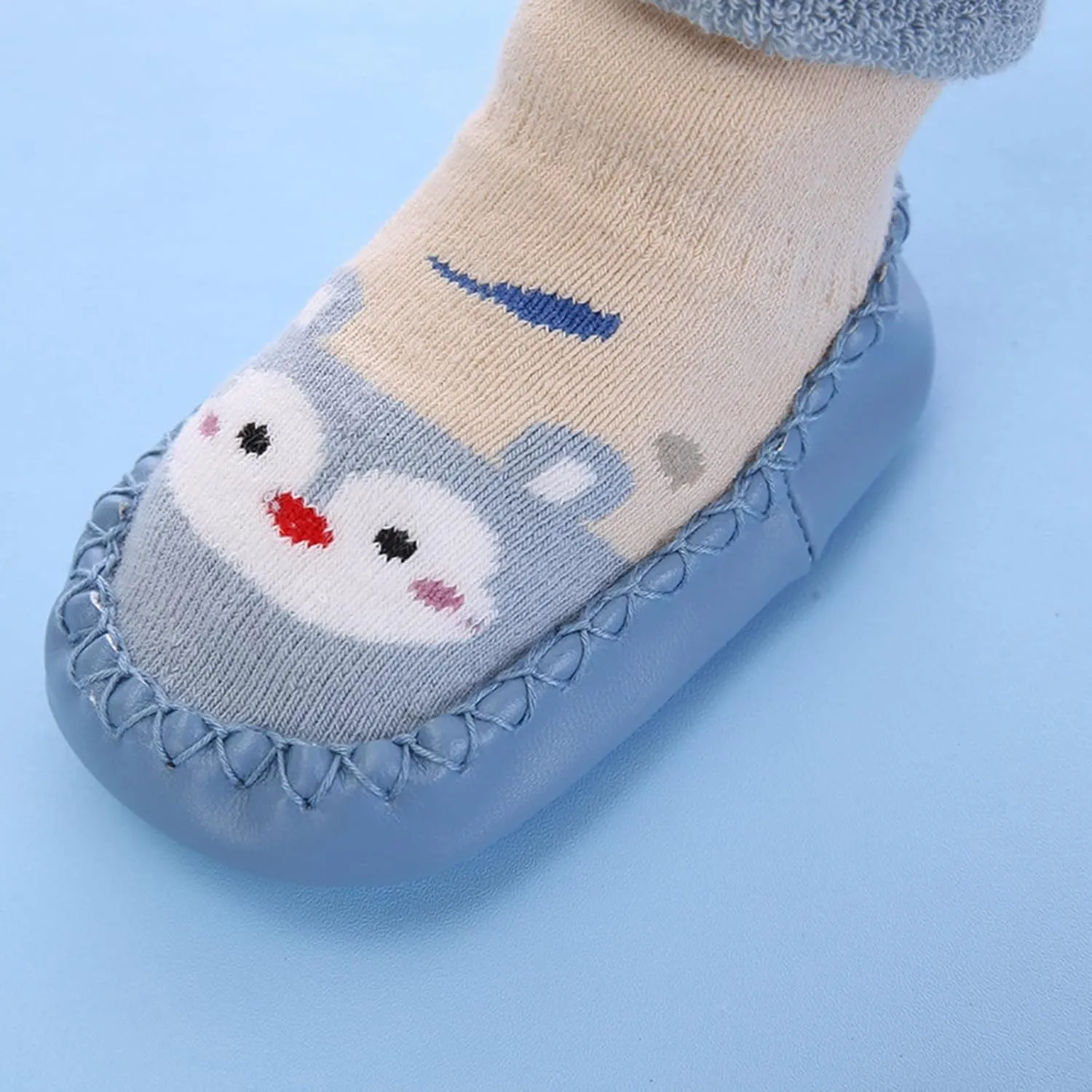 Baby Sock Shoes Autumn and Winter Cute Children Toddler Shoes Blat Bottom Non Slip Socks Shoes Warm and White Shoes