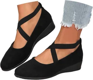 Ballet Flats Shoes For Women With Strap Around Ankle Shoes Slip On Dressy Comfortable Round Toe Strap Ballerina