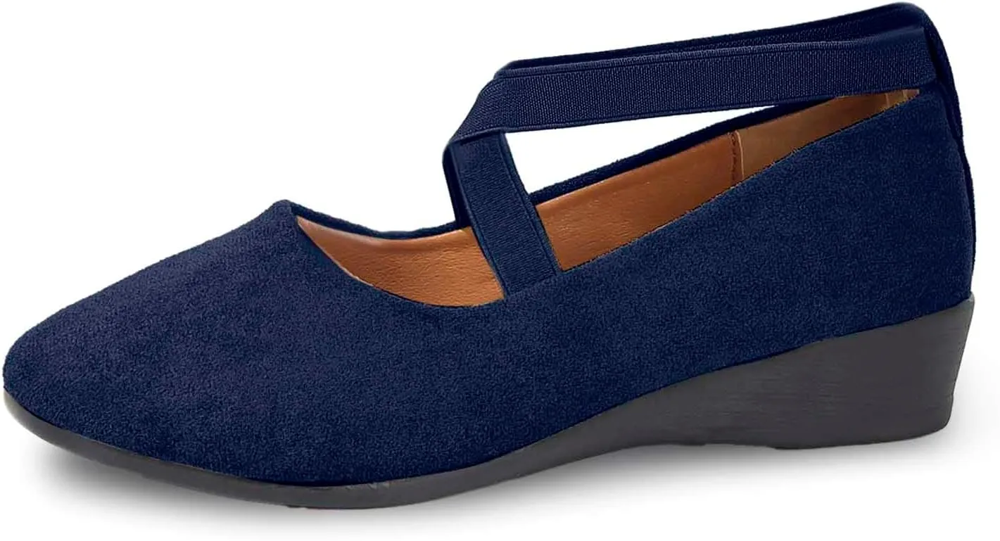 Ballet Flats Shoes For Women With Strap Around Ankle Shoes Slip On Dressy Comfortable Round Toe Strap Ballerina