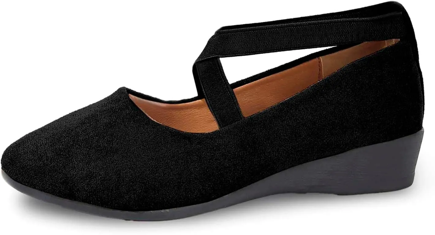 Ballet Flats Shoes For Women With Strap Around Ankle Shoes Slip On Dressy Comfortable Round Toe Strap Ballerina