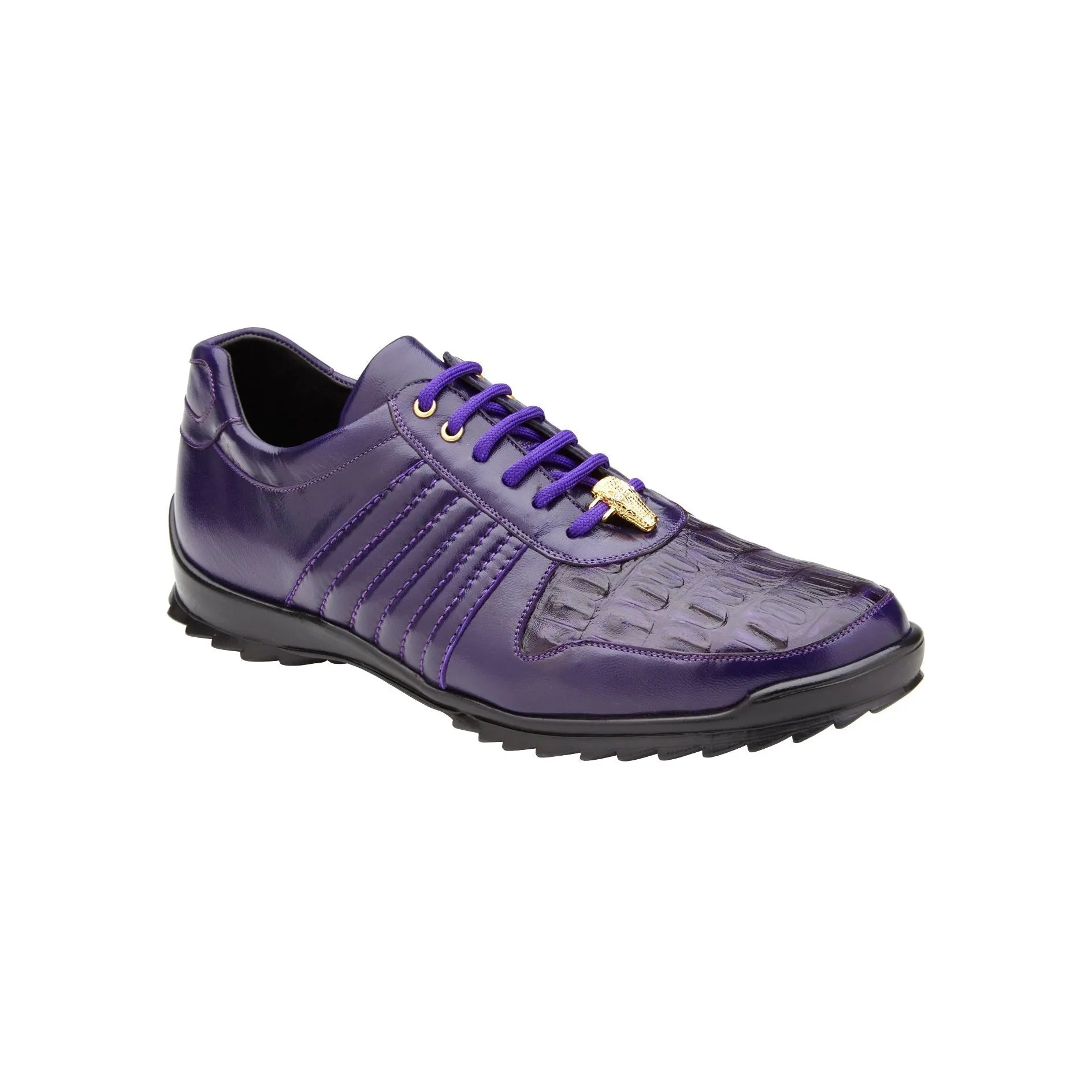 Belvedere Astor 33599 Men's Shoes Purple Exotic Crocodile / Calf-Skin Leather Casual Sneakers (BV3094)