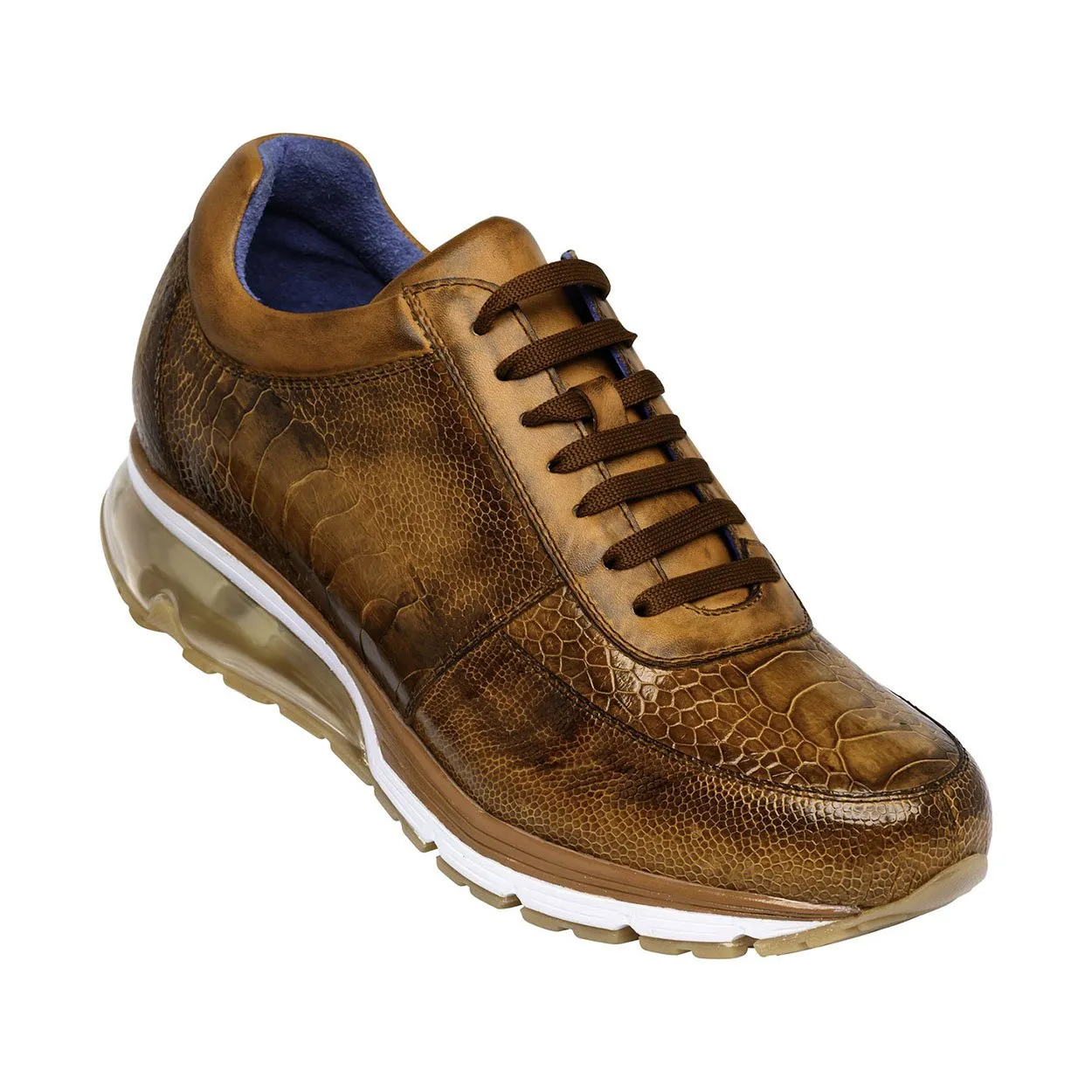 Belvedere E02 Todd Men's Shoes Antique Brandy Exotic Genuine Ostrich Casual Sneakers (BV2956)