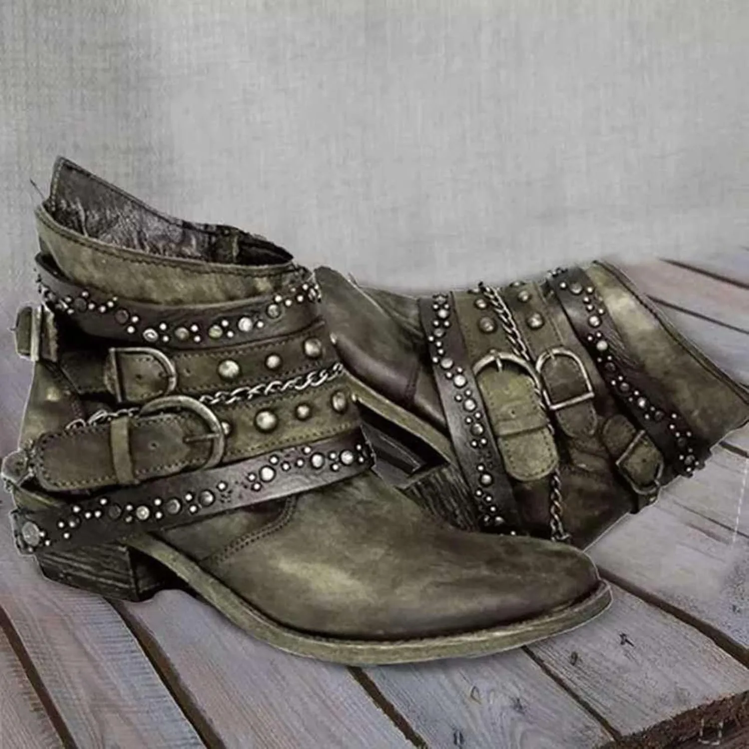 Black Boots for Women Ankle BootAnkle Booties for Women Flat Boots Women Womens Hiking Boot Flat Heel Closed Toe Chunky Block Heel Side Zipper Pointd Toe