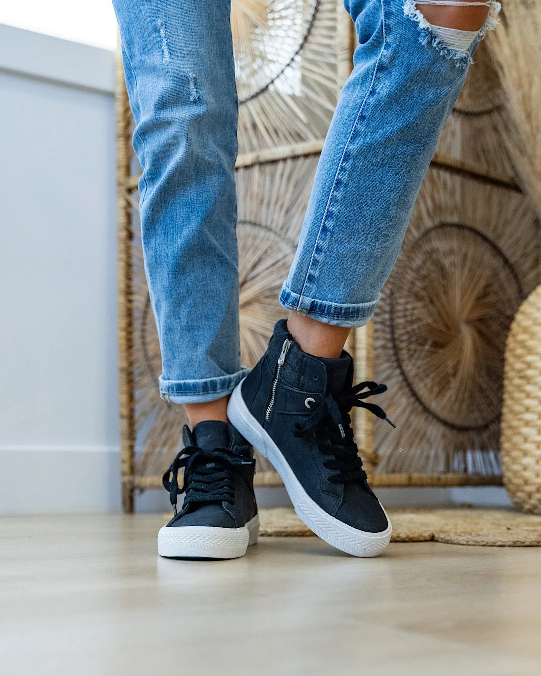 Blowfish Waverly High Top Sneaker Boots - Black Flannel