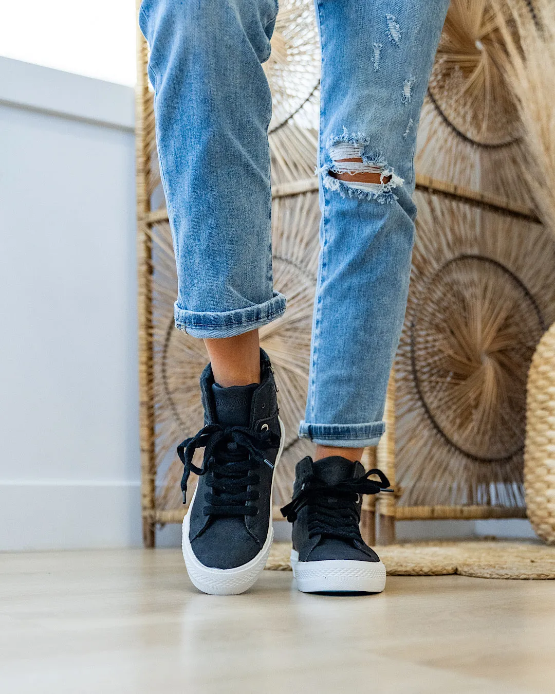 Blowfish Waverly High Top Sneaker Boots - Black Flannel