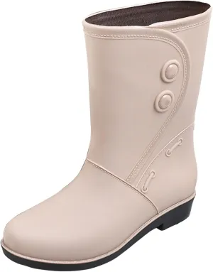 Boots for Women Fashion Rain Boots Short Rain Boots Ankle Rainboot Slip On Rubber Shoes