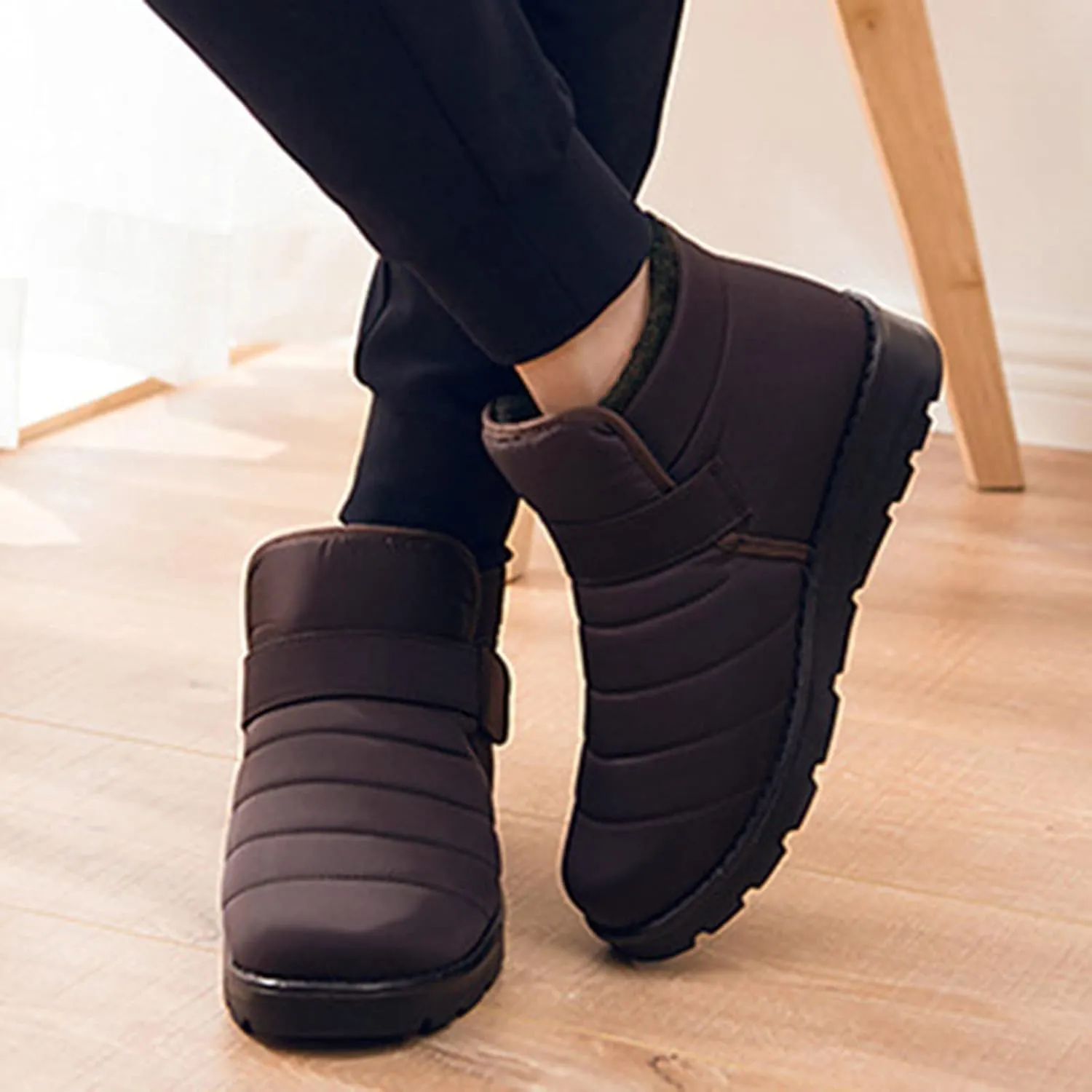 Boots for Women Slip On Ankle Booties Winter Snow Boots Waterproof Anti Slip Outdoor Walking Shoes