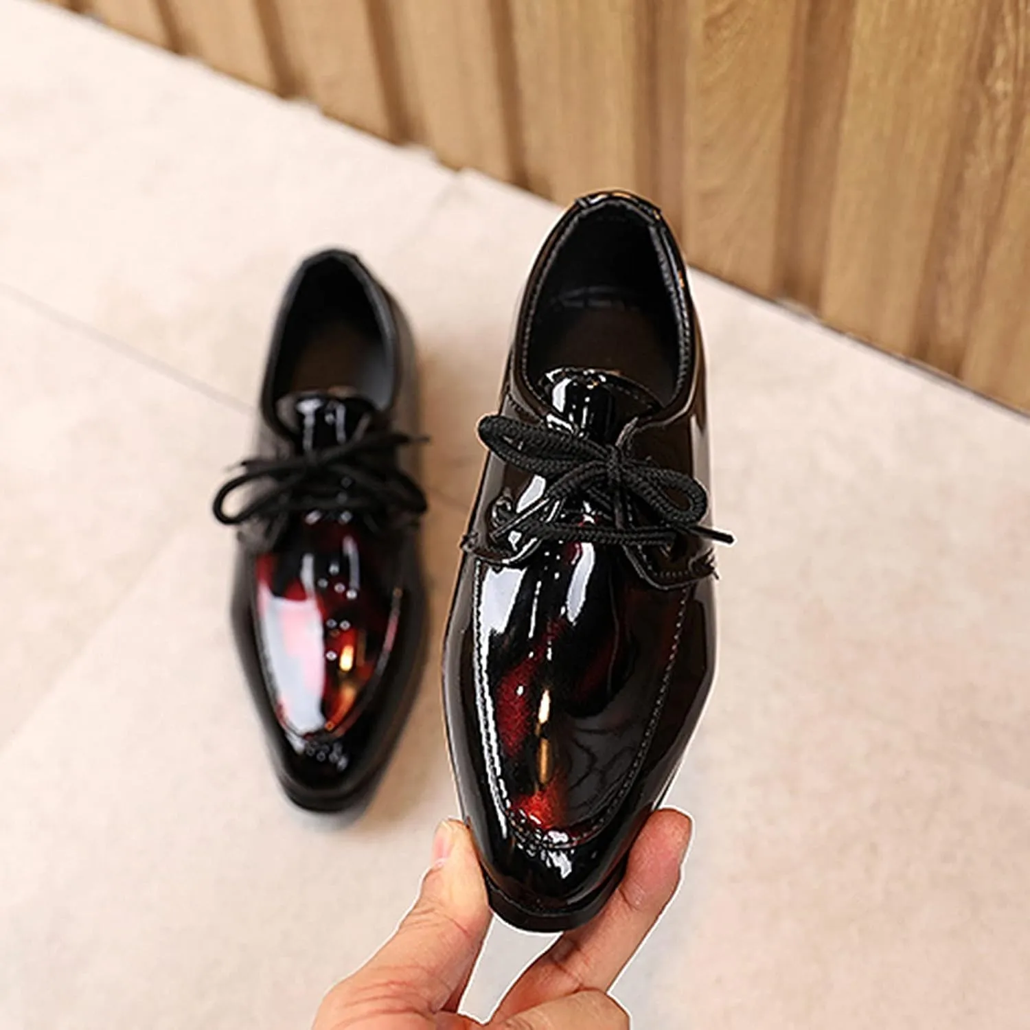 Boys Formal Dress Shoes Lace-up Wedding Footwear School ??niform Shoes Comfort Loafer Flat?? ??xford Dress Shoes