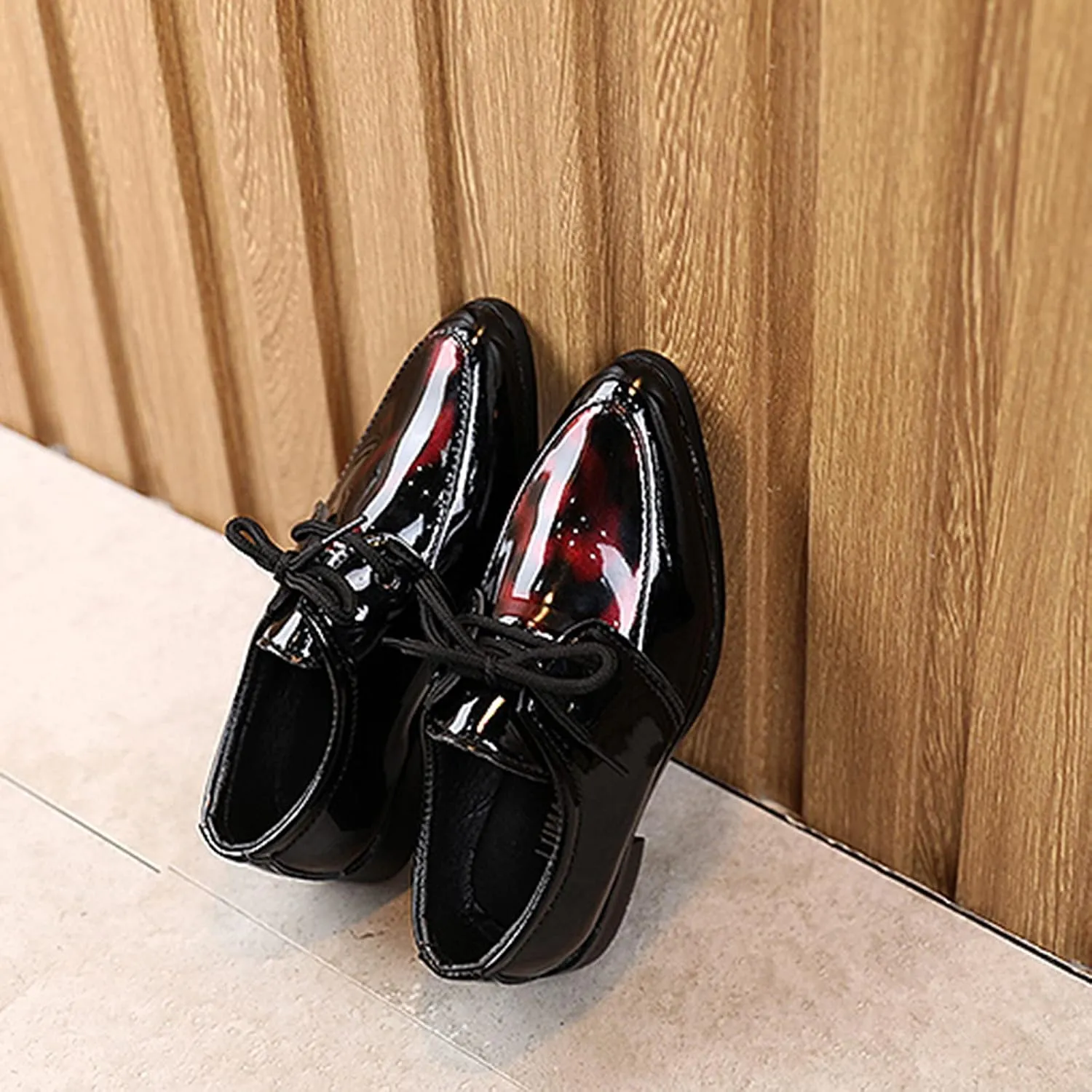 Boys Formal Dress Shoes Lace-up Wedding Footwear School ??niform Shoes Comfort Loafer Flat?? ??xford Dress Shoes