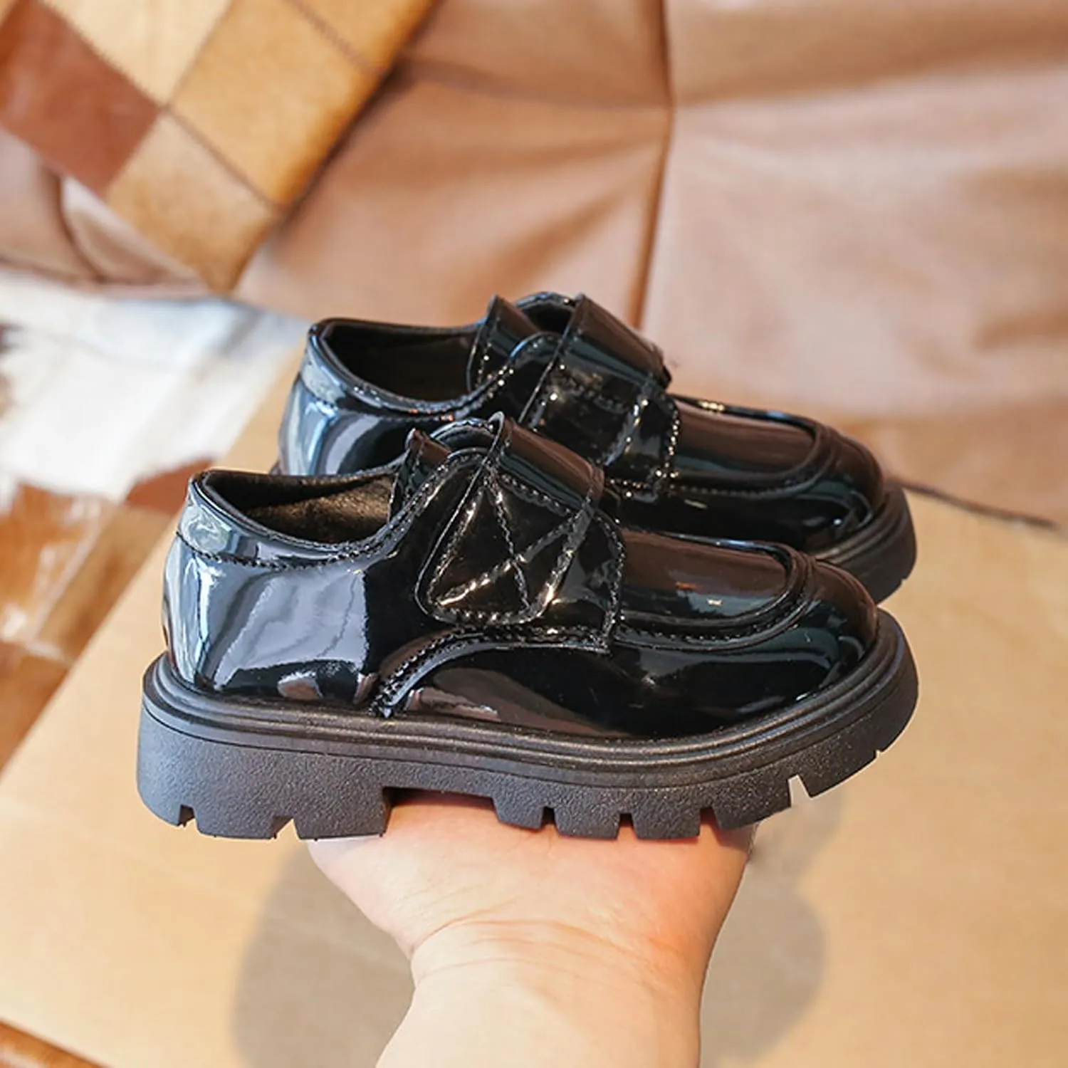 Boys Girls Platform Loafers, Chunky Loafers for Kids, Non-Slip Texture ??xfords PU Leather Wedding Dress Shoes