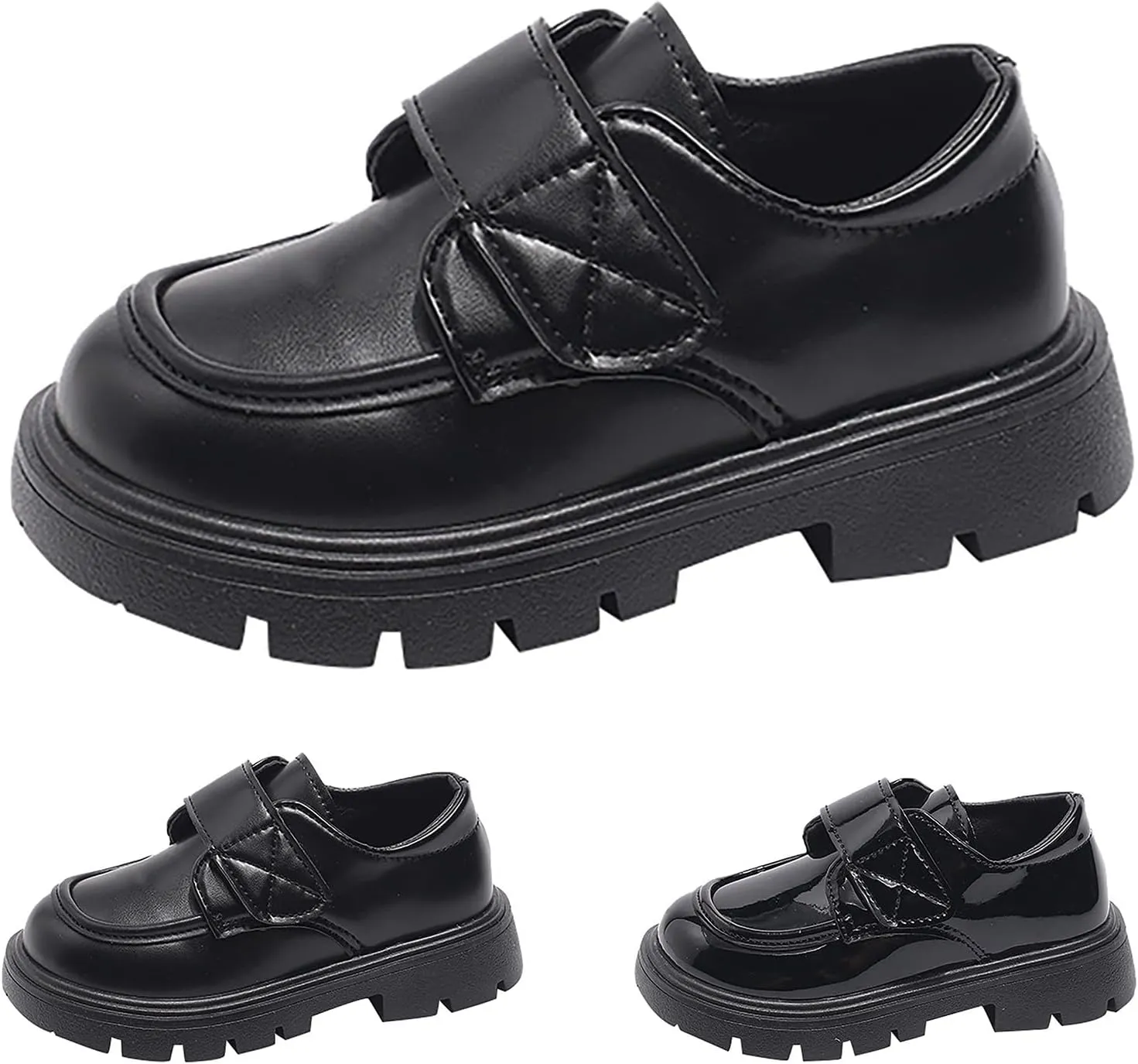 Boys Girls Platform Loafers, Chunky Loafers for Kids, Non-Slip Texture ??xfords PU Leather Wedding Dress Shoes