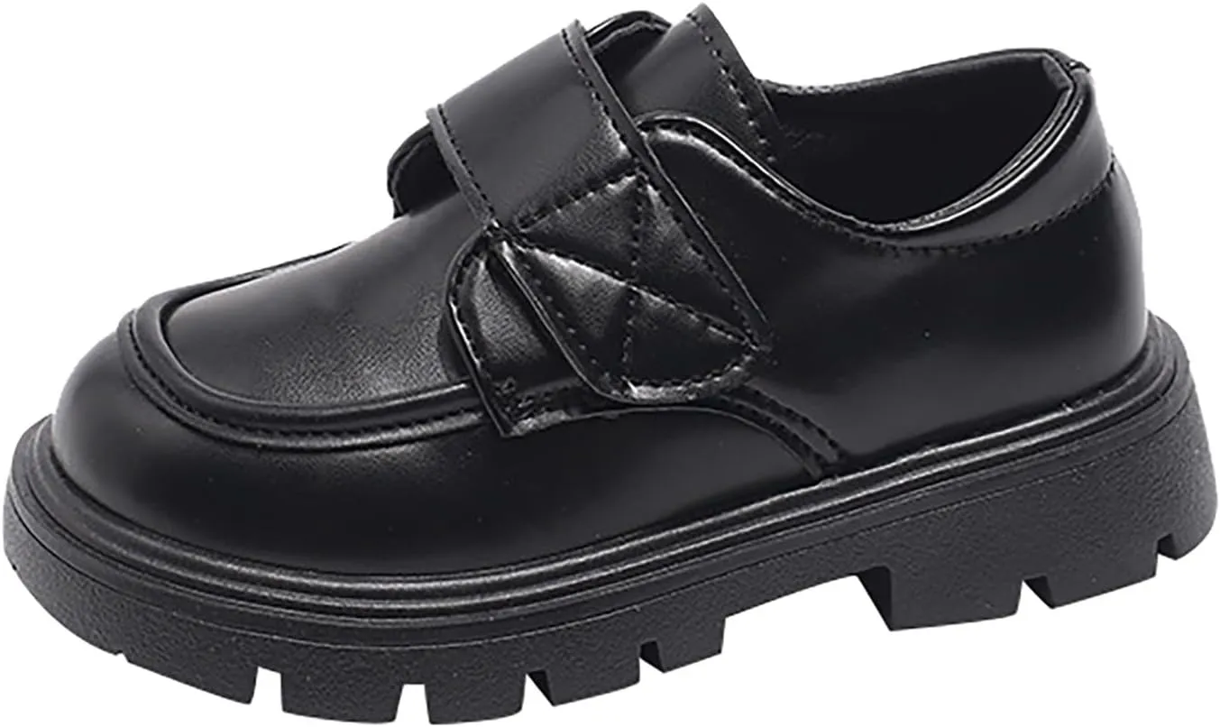Boys Girls Platform Loafers, Chunky Loafers for Kids, Non-Slip Texture ??xfords PU Leather Wedding Dress Shoes