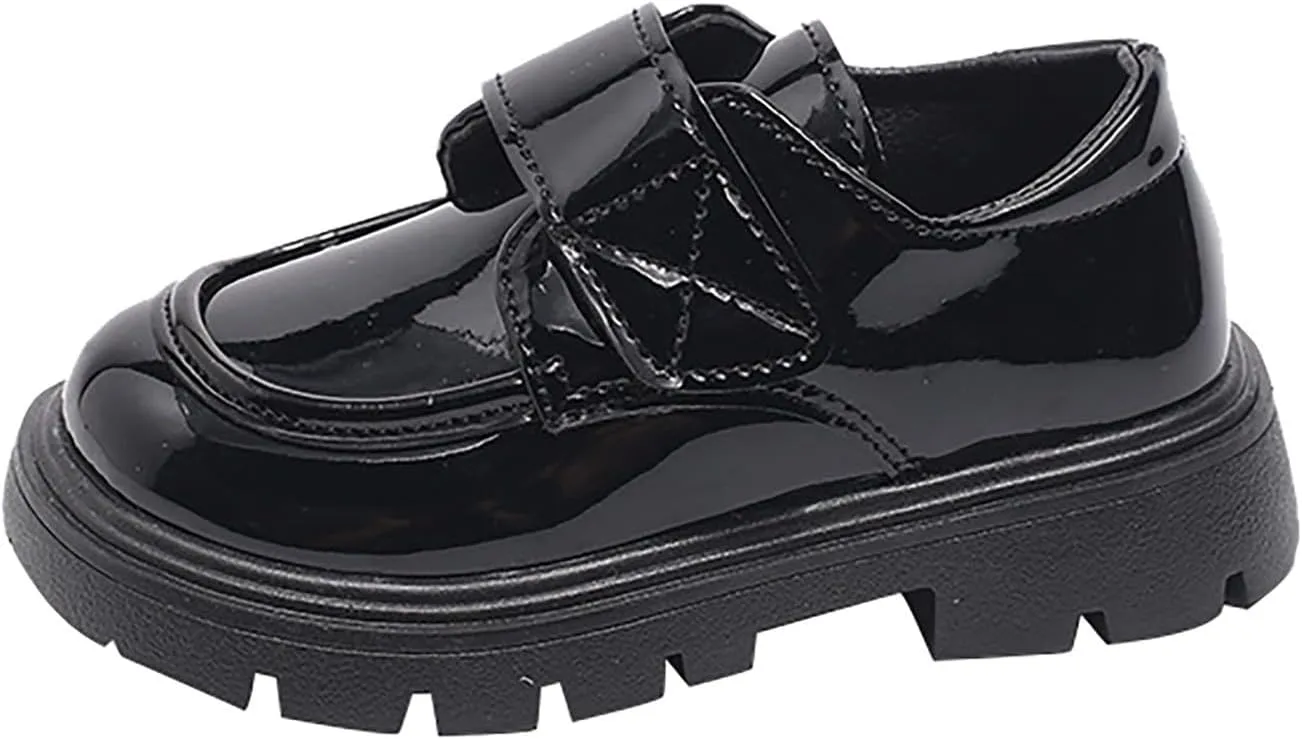 Boys Girls Platform Loafers, Chunky Loafers for Kids, Non-Slip Texture ??xfords PU Leather Wedding Dress Shoes