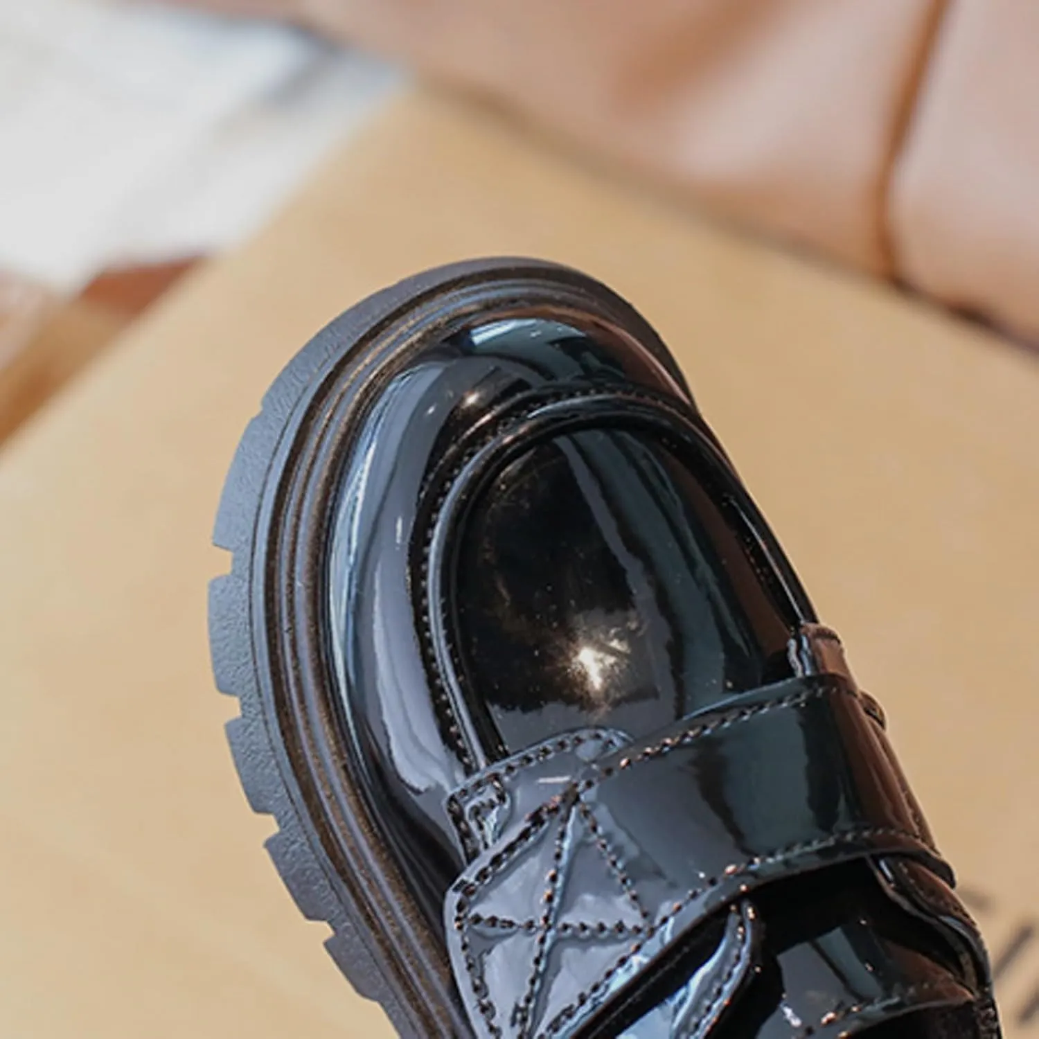 Boys Girls Platform Loafers, Chunky Loafers for Kids, Non-Slip Texture ??xfords PU Leather Wedding Dress Shoes