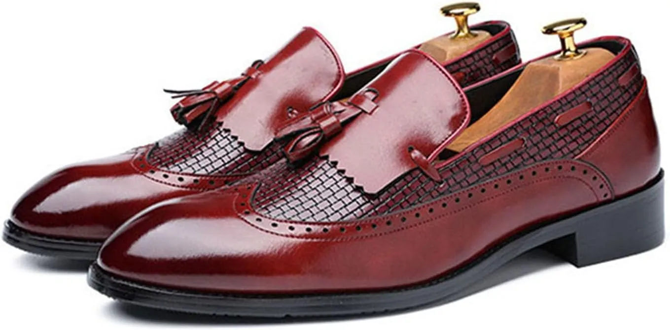 ByErz Loafers for Men Fashion Party Patent Leather Business Foraml Dress Office Casual Shoes with Tassel