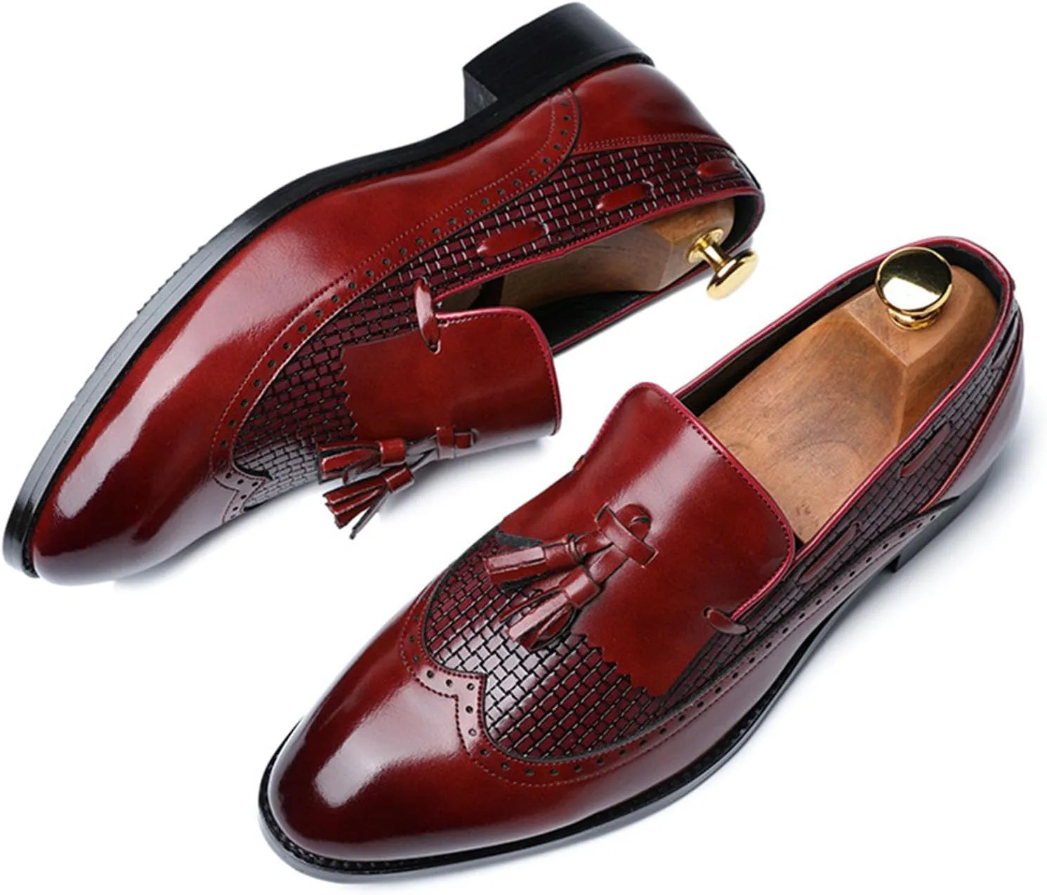 ByErz Loafers for Men Fashion Party Patent Leather Business Foraml Dress Office Casual Shoes with Tassel