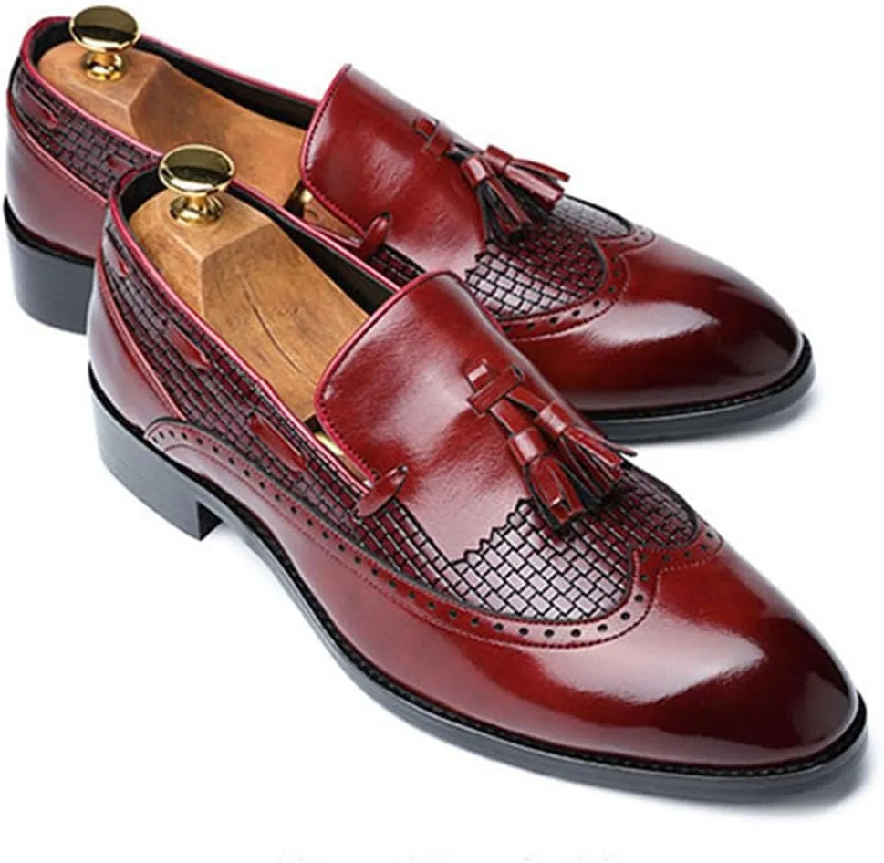 ByErz Loafers for Men Fashion Party Patent Leather Business Foraml Dress Office Casual Shoes with Tassel