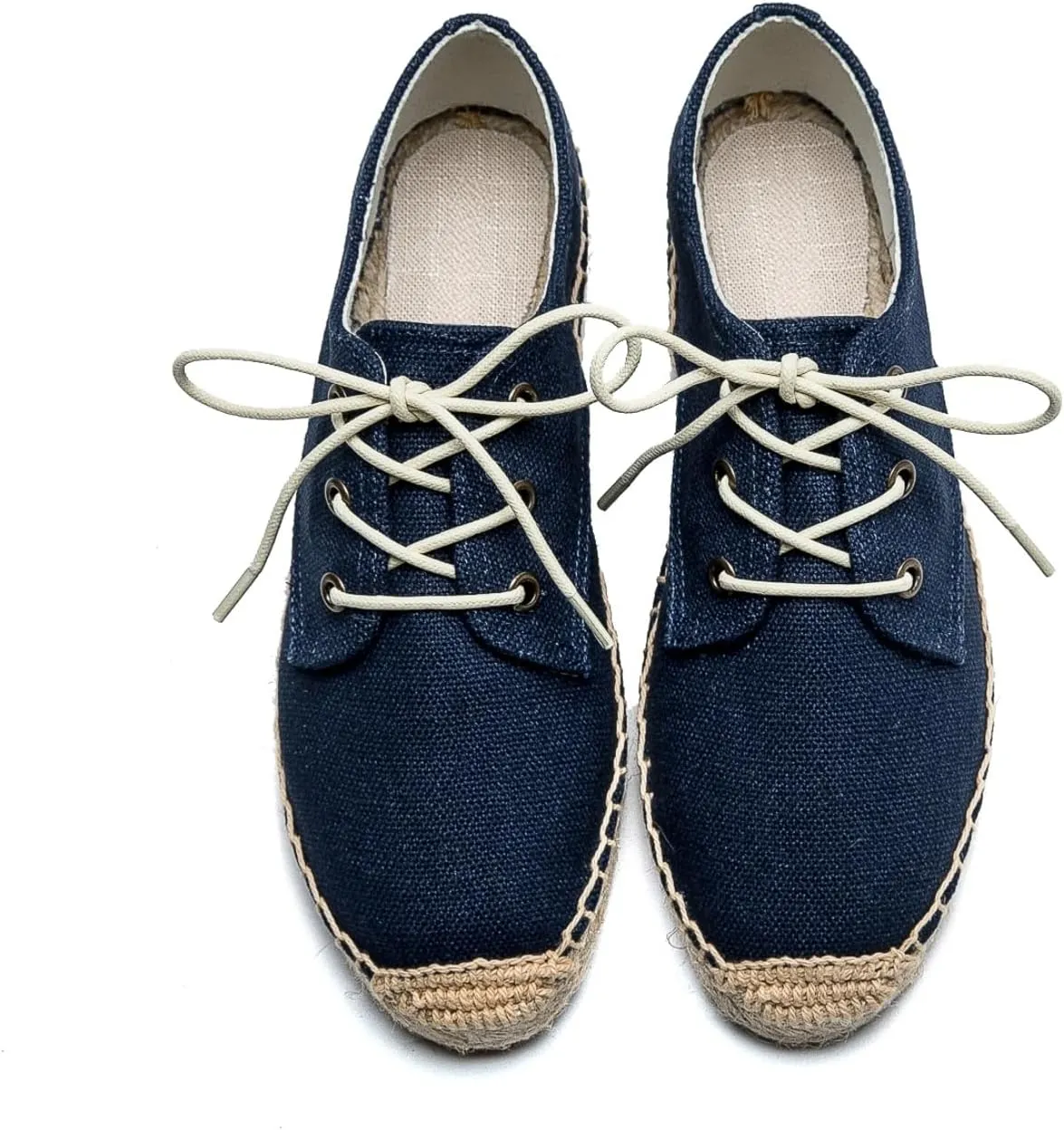 Casual Simple Espadrille Sneakers - Comfortable and Breathable Lace Up Women Flats Thick Bottom Espadrilles, Can Be Worn with Jeans, Long Skirts,Shorts