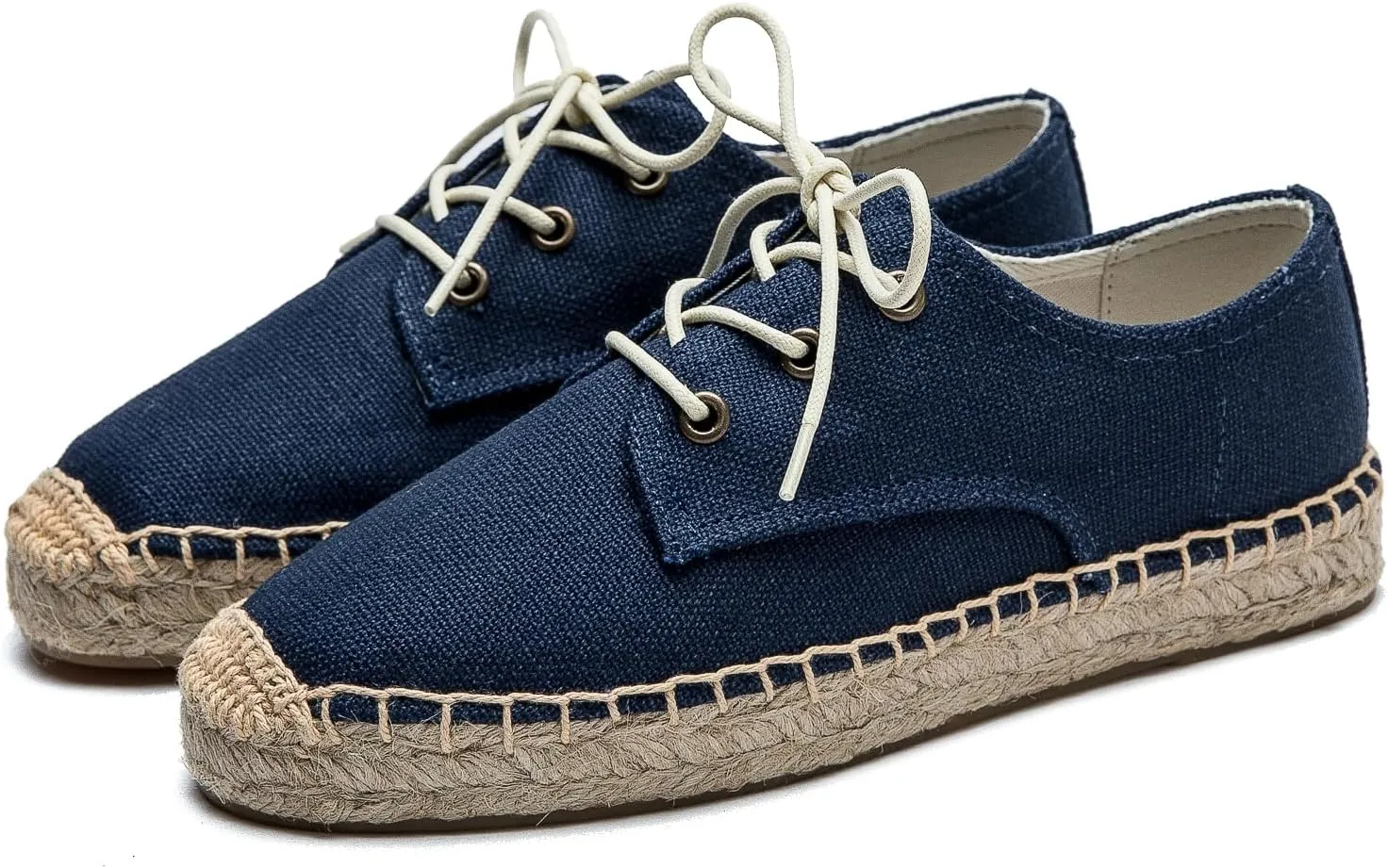 Casual Simple Espadrille Sneakers - Comfortable and Breathable Lace Up Women Flats Thick Bottom Espadrilles, Can Be Worn with Jeans, Long Skirts,Shorts