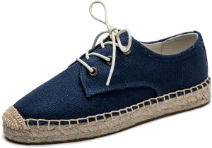 Casual Simple Espadrille Sneakers - Comfortable and Breathable Lace Up Women Flats Thick Bottom Espadrilles, Can Be Worn with Jeans, Long Skirts,Shorts