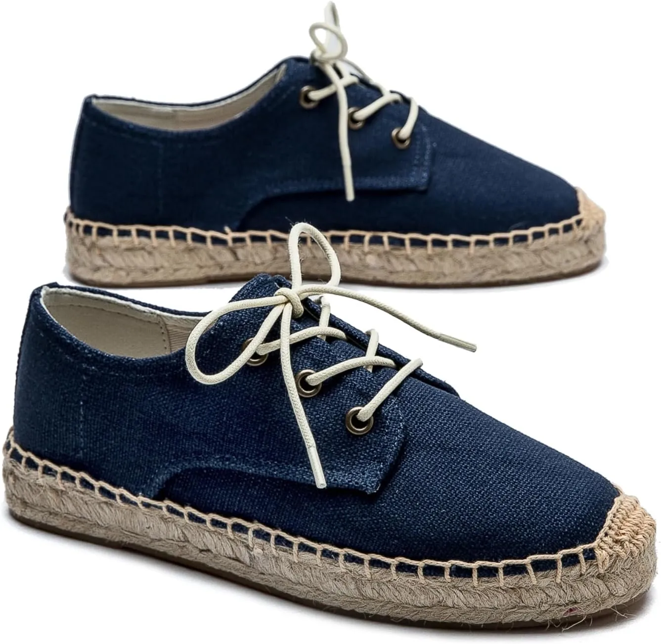 Casual Simple Espadrille Sneakers - Comfortable and Breathable Lace Up Women Flats Thick Bottom Espadrilles, Can Be Worn with Jeans, Long Skirts,Shorts