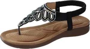Cathalem Flat Sandals for Women Summer Dressy,Orthopedic Ankle Strap Sandals Low Heeled Sandals Comfortable Crystal Beach Sandals