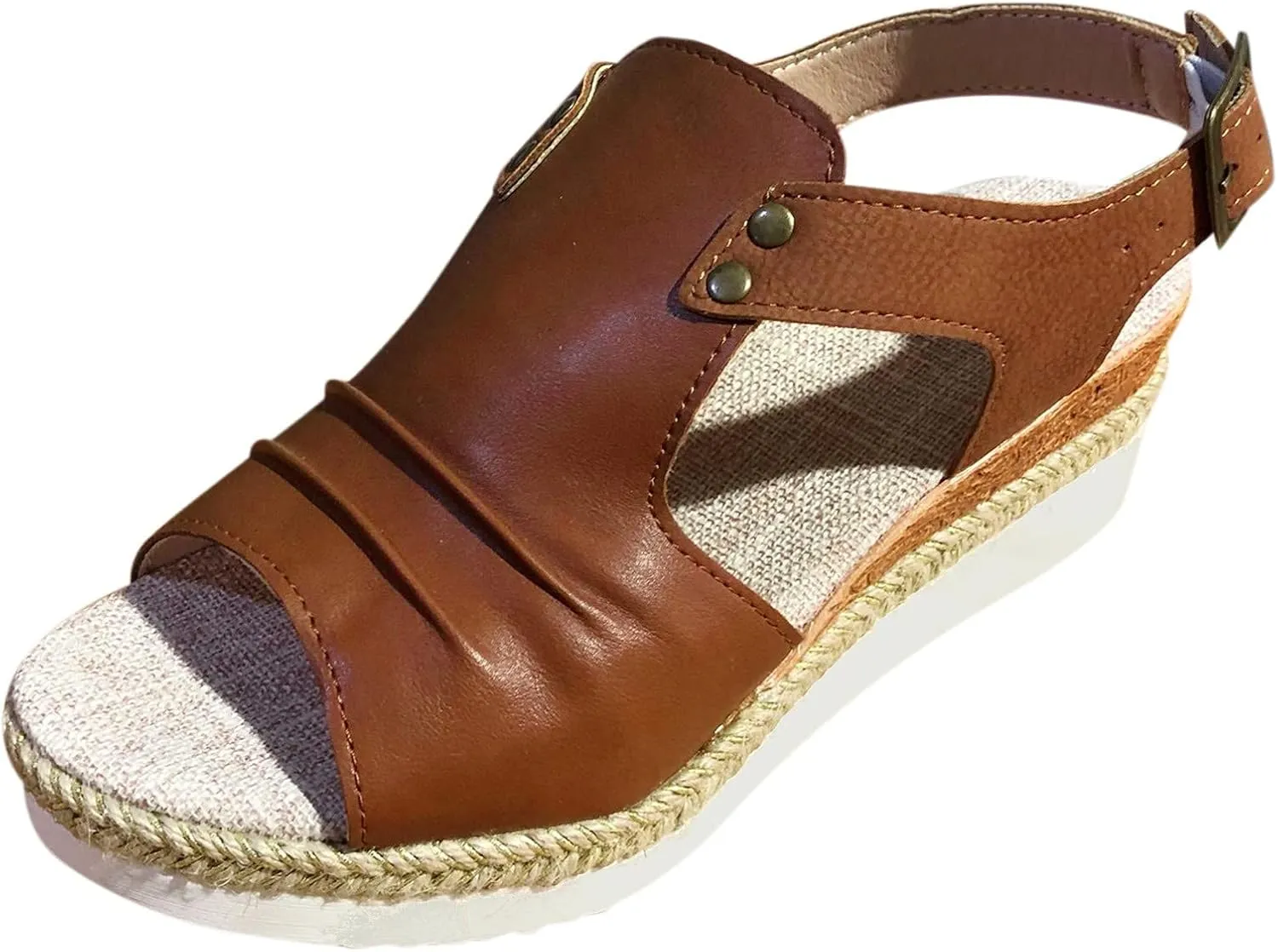 Cathalem Orthopedic Platform Wedge Sandals for Women Summer Dressy Flat Open Toe Ankle Strap Espadrilles Sandals