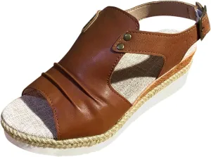 Cathalem Orthopedic Platform Wedge Sandals for Women Summer Dressy Flat Open Toe Ankle Strap Espadrilles Sandals