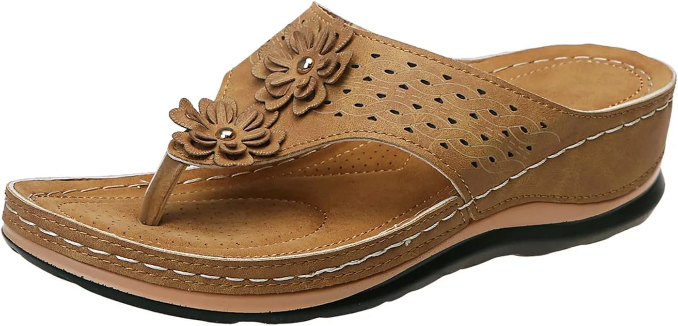 Cathalem Orthopedic Sandals for Women Dressy Summer Casual Sandals Comfortable Walking Sandals Cushion Slip on Sandals