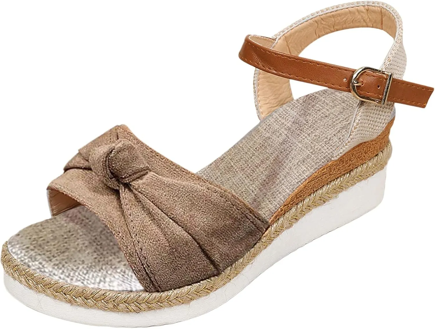 Cathalem Orthopedic Sandals for Women,Comfortable Summer Dressy Platform Sandals Open Toe Buckle Ankle Strap Low Wedge Sandals