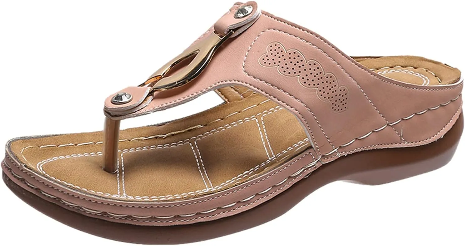 Cathalem Orthopedic Wedge Sandals for Women Dressy Summer Orthotic Slides Open Toe Orthotic Flip Flops