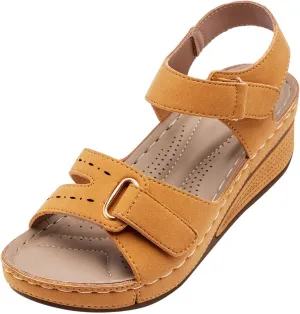 Cathalem Orthopedic Wedge Sandals for Women Summer Dressy Open Toe Ankle Strap Platform Sandals Buckle Casual Beach Outdoor Sandals
