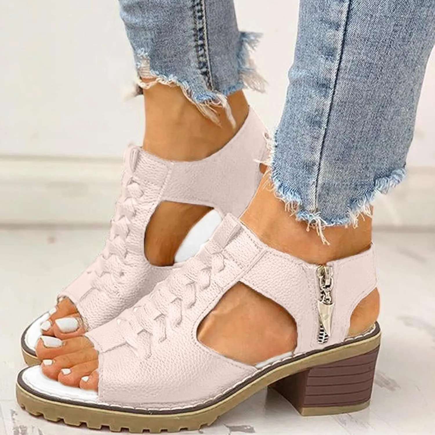 Cathalem Orthotic Sandals for Women,Open Toe Sandals for Women Platform Ankle Buckle Sandals Comfy Beach Travel Sandals