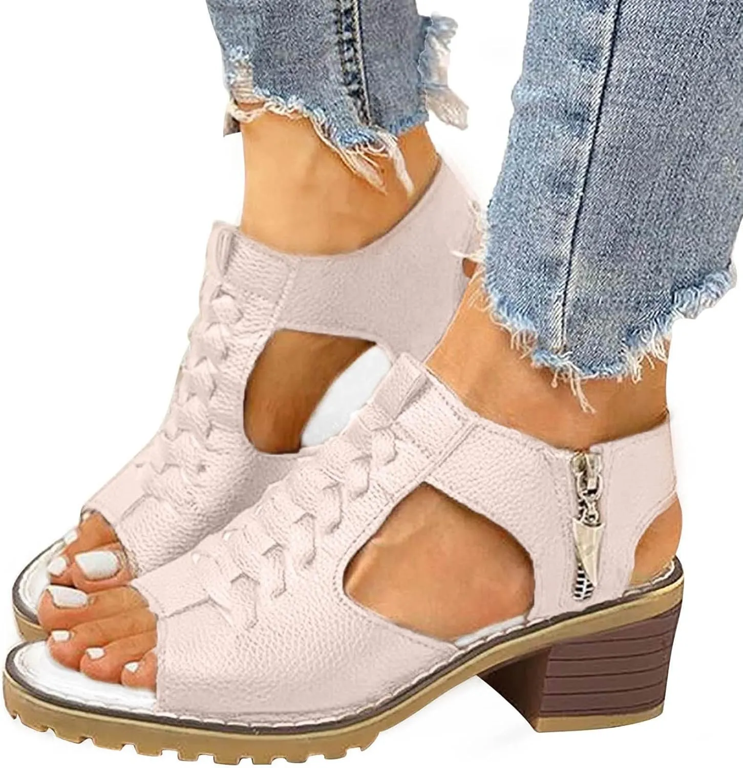 Cathalem Orthotic Sandals for Women,Open Toe Sandals for Women Platform Ankle Buckle Sandals Comfy Beach Travel Sandals